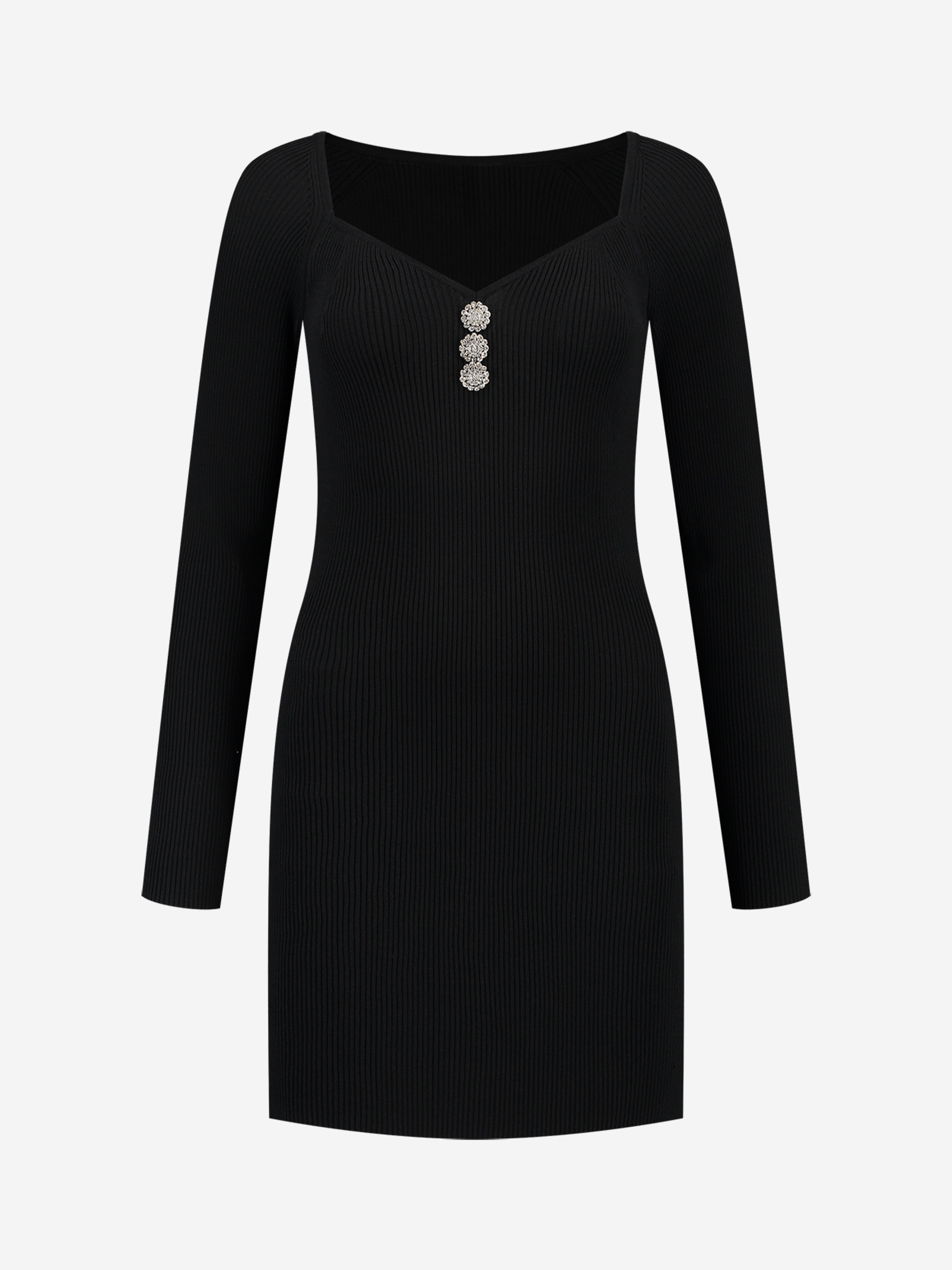 Ribbed dress with decorative buttons 