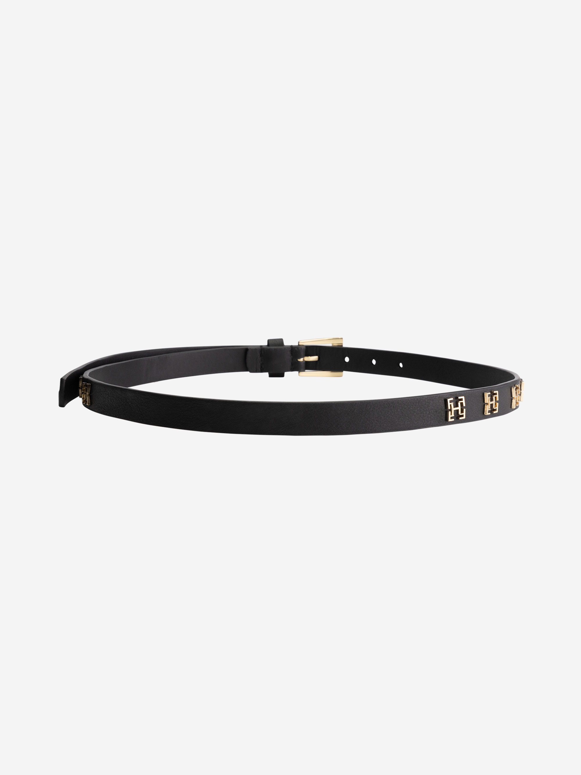 Leather belt with FH-logo studs
