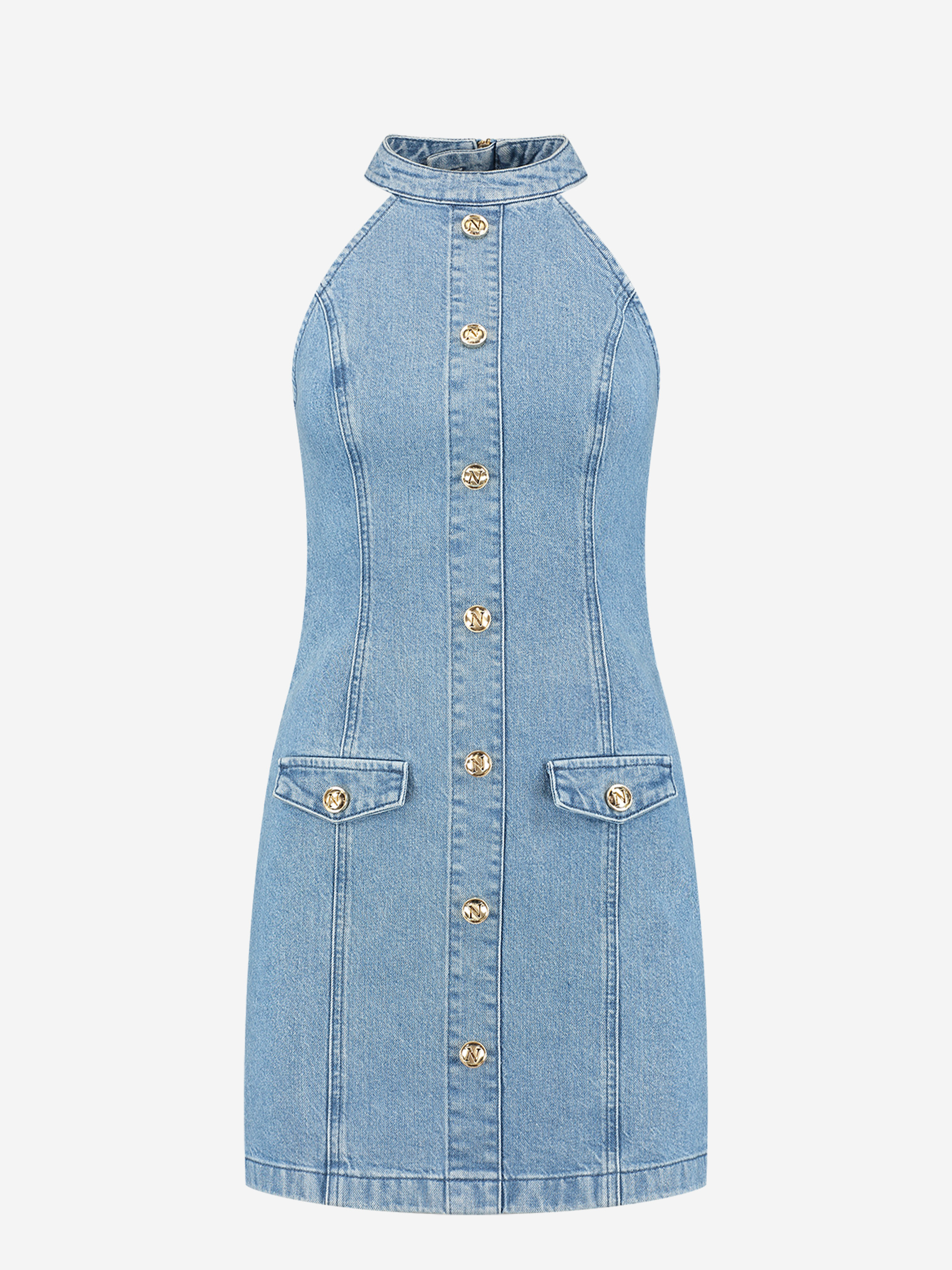 Denim jurk met turtleneck