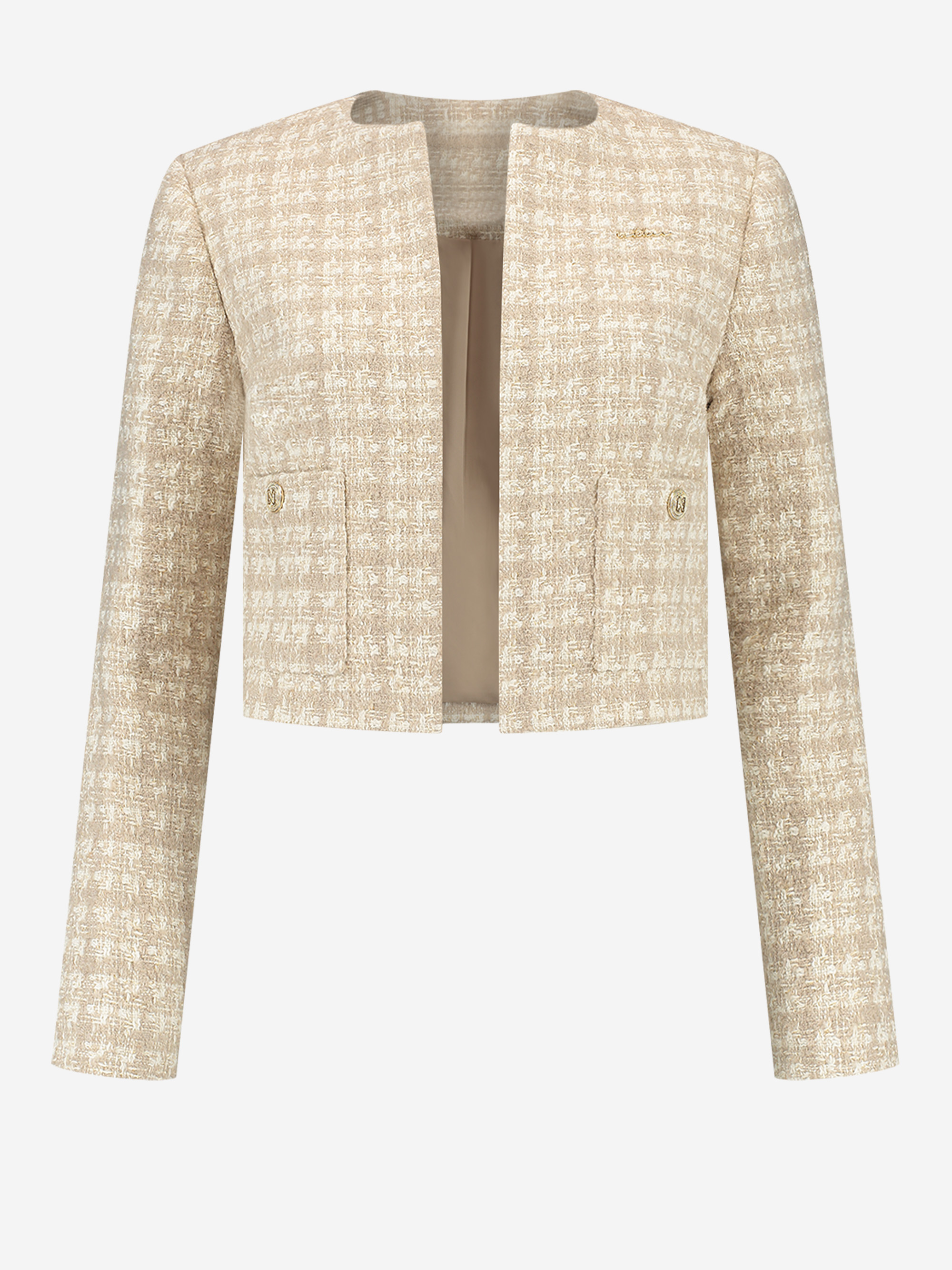 Cropped blazer met pied-de-poule patroon