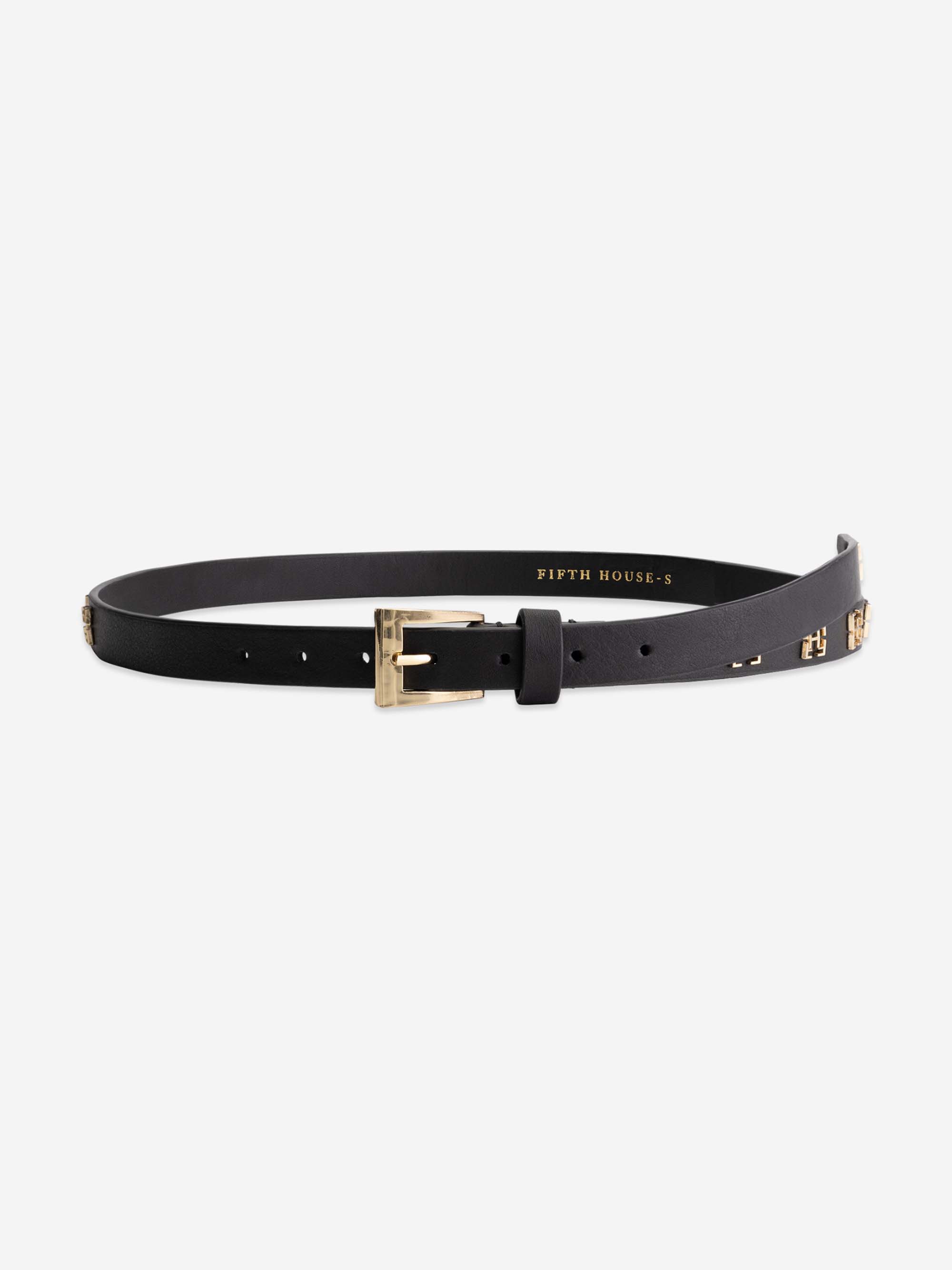 Leather belt with FH-logo studs