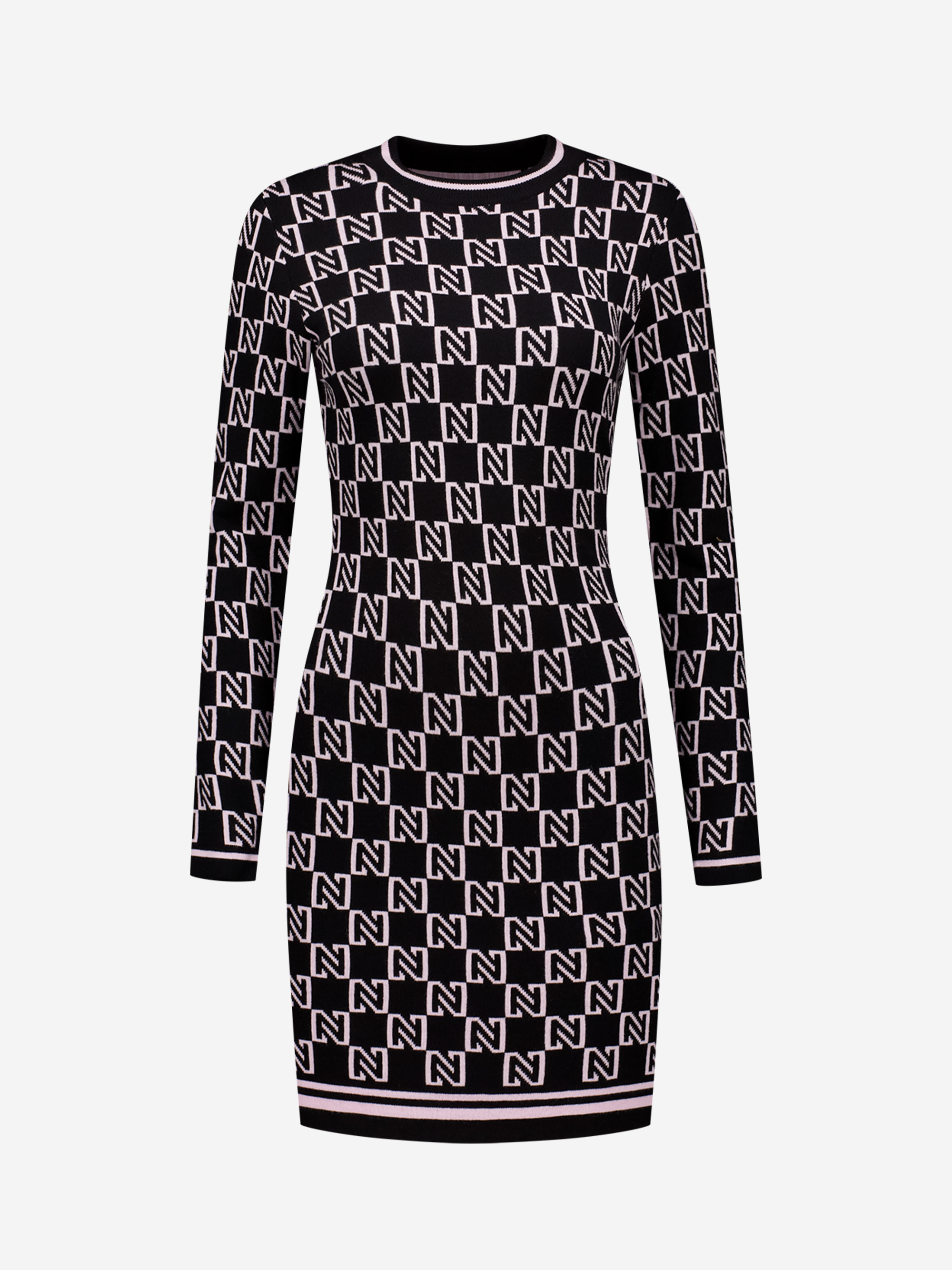 Fitted dress with logo pattern