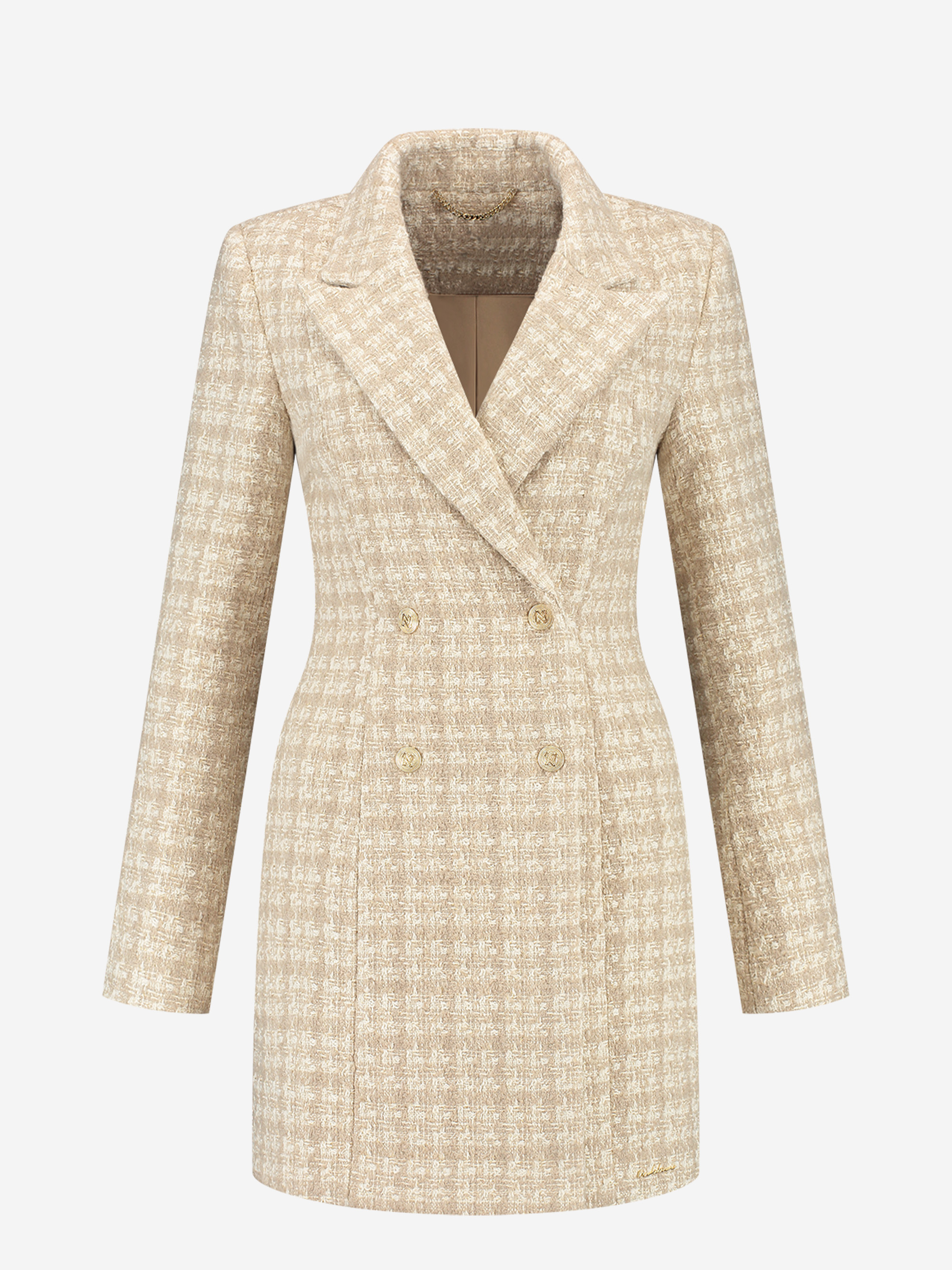 Blazer jurk met pied-de-poule patroon